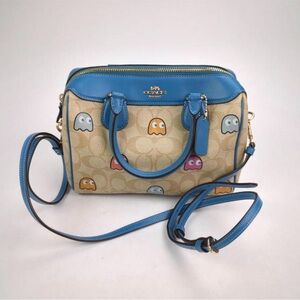 NWOT COACH x PAC-MAN Mini Bennett Satchel Purse Crossbody Bag Blue RARE
F73067
